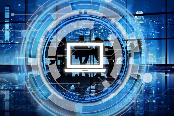 Digital Blue Hud Interface Laptop Concept